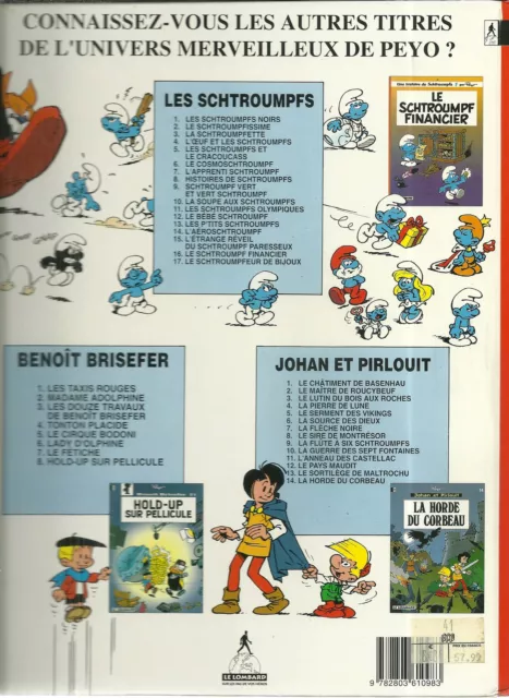 Rare/ Bd : Les Schtroumpfs N° 17 : Le Schtroumpfeur De Bijoux /Edition Originale 2