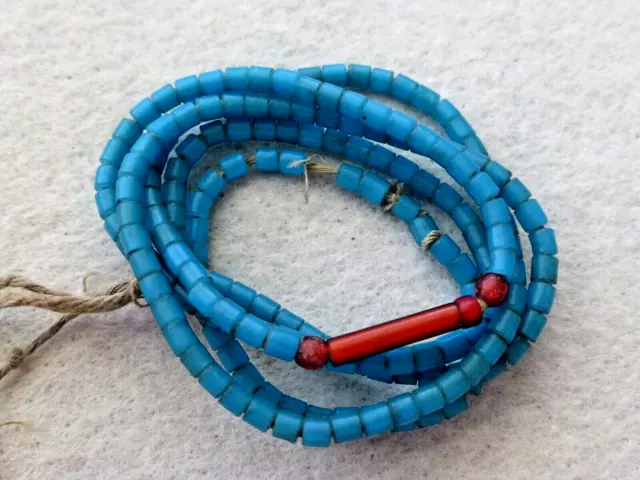 Antique  24 Inches Strand  Blue    Inches Strand  Blue Tube    Glass Trade-Beads