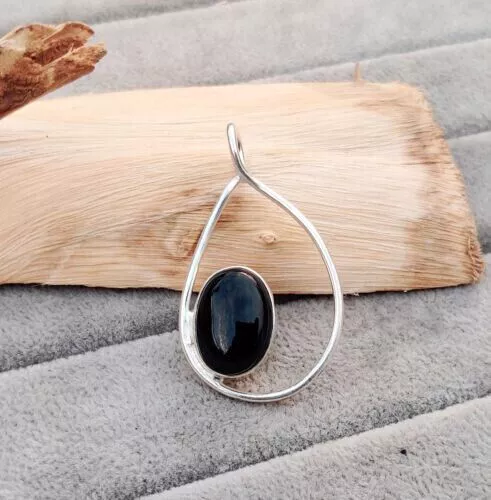 Black Onyx pendant handmade designer Pendant 925  Sterling Silver Gift For Love