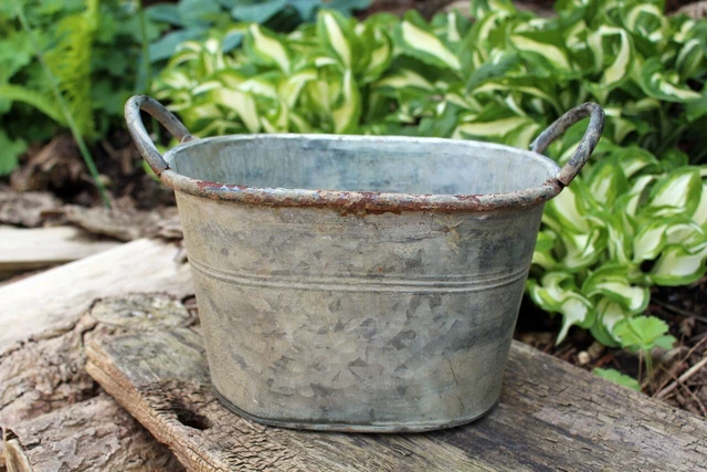 Pot de Fleurs Ovale Métal Planteurs Fleur Zinc Shabby Décoration de Jardin