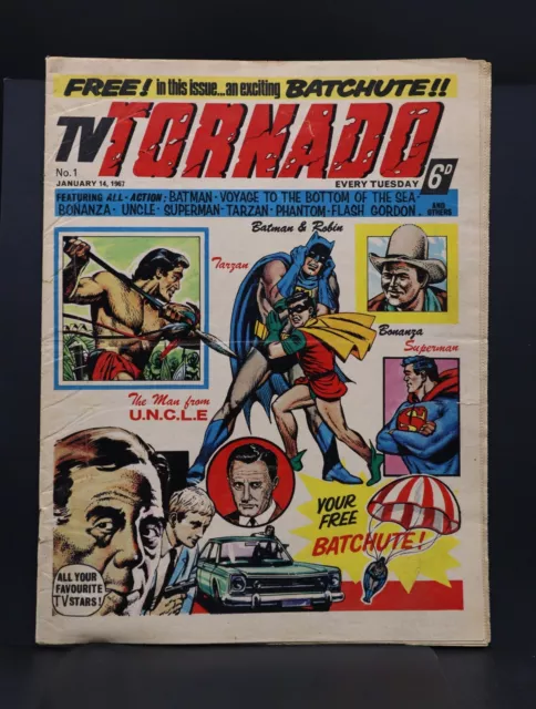 TV Tornado 1967 #1 UK Tabloid Comic Batman Tarzan Superman Man From UNCLE VG/FN