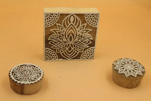 Paisley hermoso sello de impresión de madera diferentes conjuntos de diseño