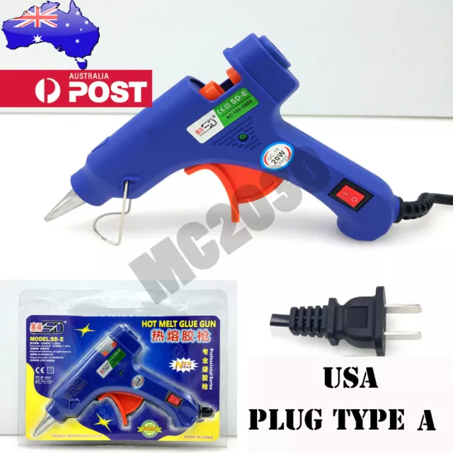 AU 20W Electric Hot Melt Glue Gun Craft DIY Repair+2 glue sticks