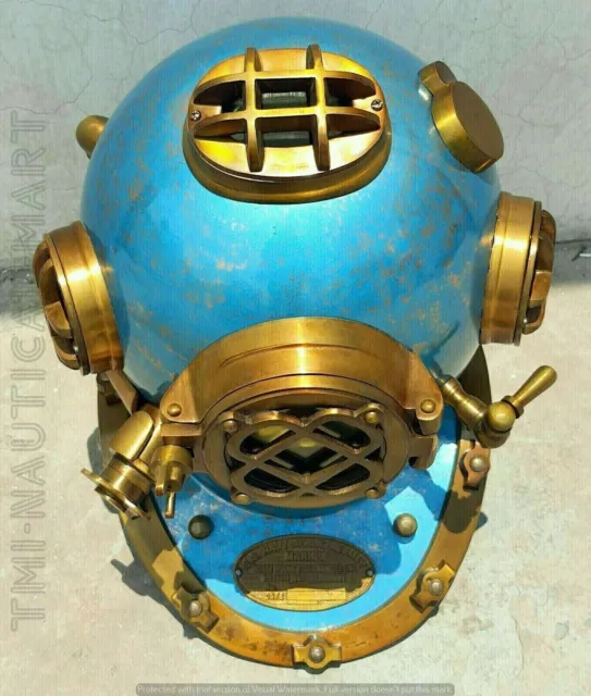 Antique 18" Scuba US Navy Mark V Deep Sea Divers Diving Brass Helmet Decor Gift