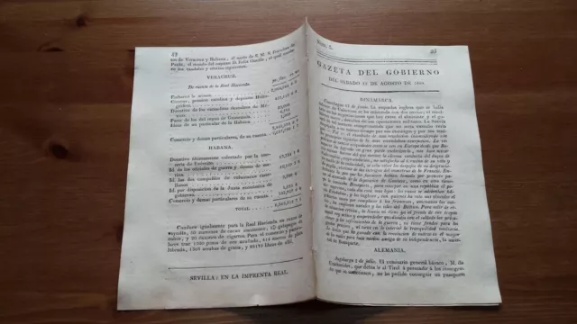 Núm. 5 Gazeta del Gobierno del Sabado 12 de Agosto de 1809 Pueblos de Galicia...