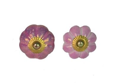 Beautiful Pair Of Pink Color Ceramic Hand Painted Golden Cabinet Knobs i24-208 2