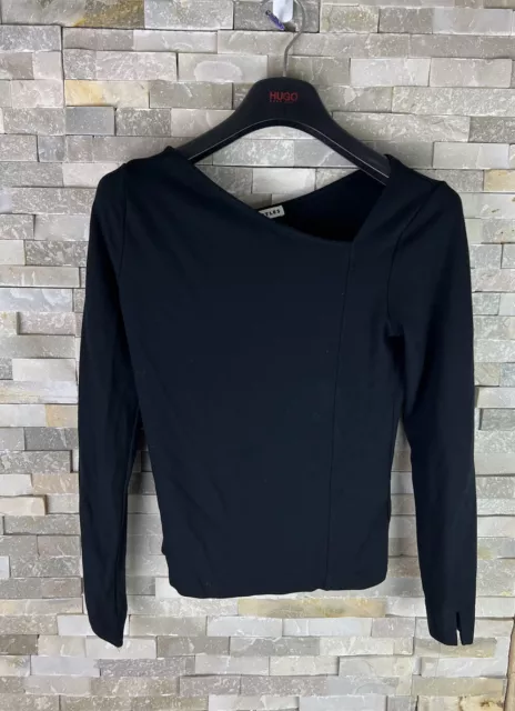 Whistles Ladies Size 10 Black Viscose Top Blouse