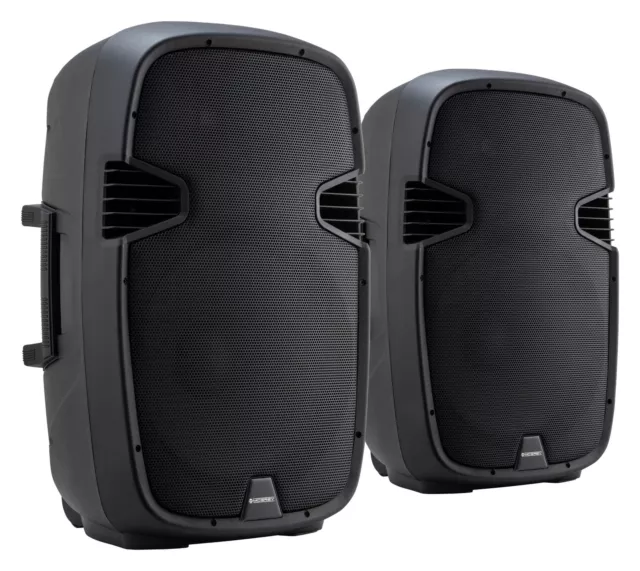 2x Enceintes Subwoofer Actif PA Haut-Parleur 15'' Speaker Bluetooth 2 Voies 800W