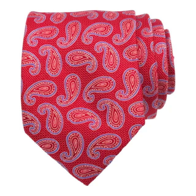 Nordstrom Rack Mens Slim Tie Red Paisley Silk Blend Narrow Dress Suit Necktie 3"