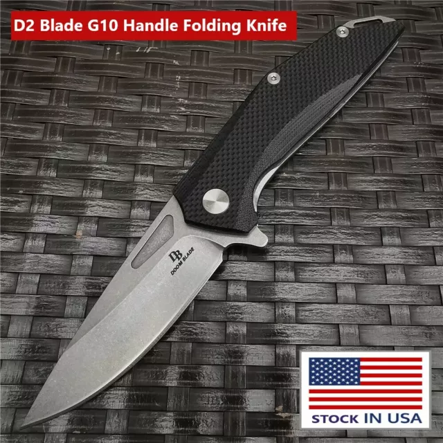 D2 Blade G10 Handle Folding Knife Hunting Pocket Tactical EDC Tool Camp Knives