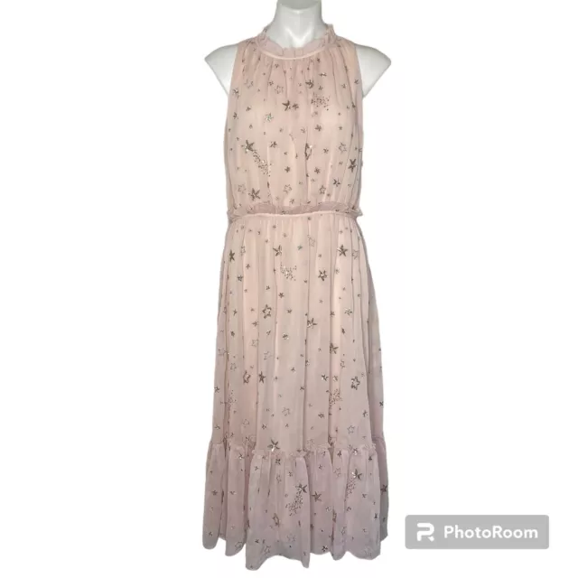 The Madison Ave Kate Spade Dress 10 Dusty Pink Silver & Gold Sequin Stars NWOT