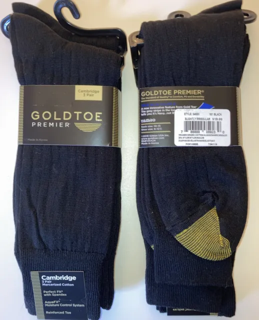 Gold Toe Premier Dress Socks (6 Pr. Black) Top Quality Mercerized Cotton!