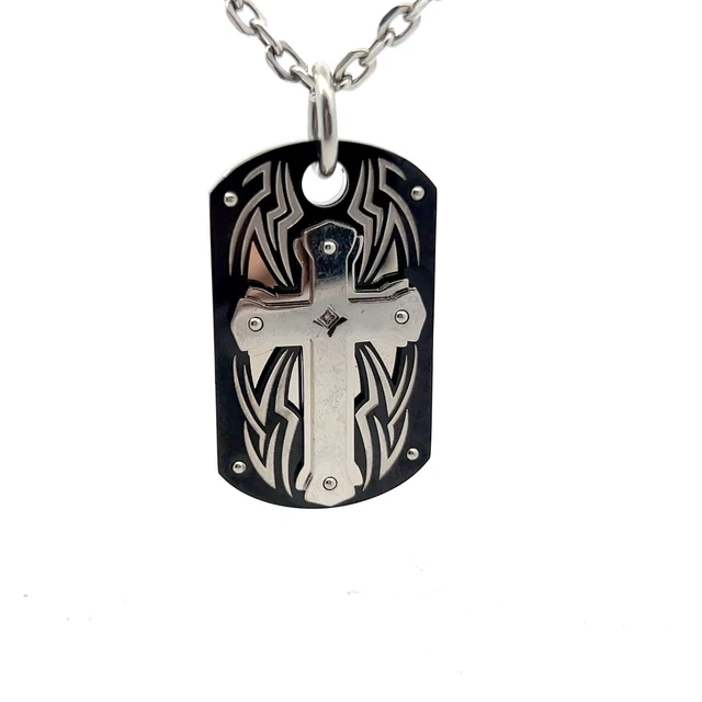 Pendentif Croix En Argent Sterling Avec 4 Tanzanites Et 1 Diamant Bleu (0.01Ct) + Chaîne, 2gr, Neuf Sans Emballage