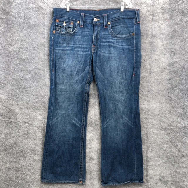 True Religion Jeans Mens 36x33 World Tour Billy Bootcut Flared Pocket Denim Blue True Religion Jeans Mens 36x33 World Tour Billy Bootcut Flared Pocket Denim Blue