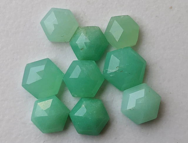 6-7.5mm Chrysopras Facettiert Hexagon Flache Rückseite Cabochons, Rose Schnitt