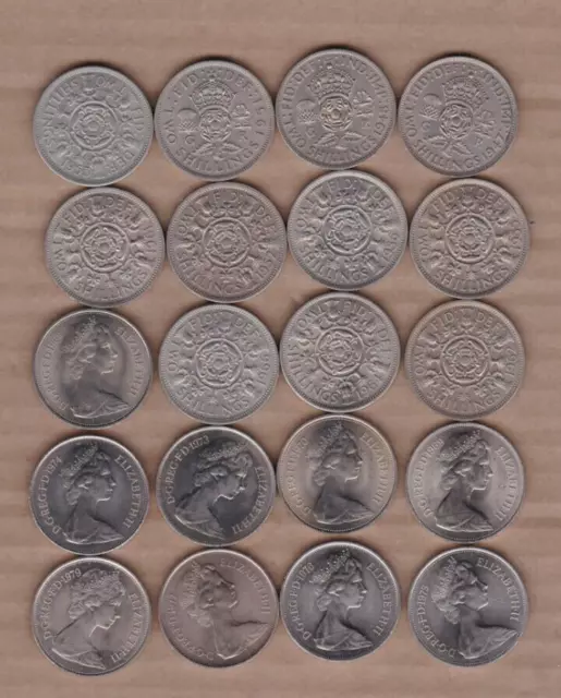 20 Different Florins And Ten Pence Coins Dated 1947 To 1979 In A High Grade