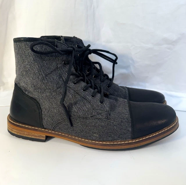 CREVO DEMARCON CHUKKA Boots Leather Toe Wool Side Zipper Black/Gray Men ...