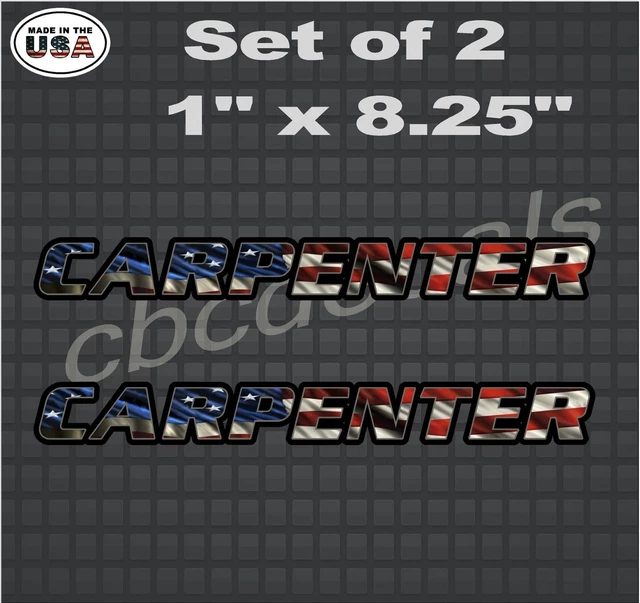 CARPENTER AMERICAN FLAG Vinyl Decal / Sticker Hard Hat Name Decals