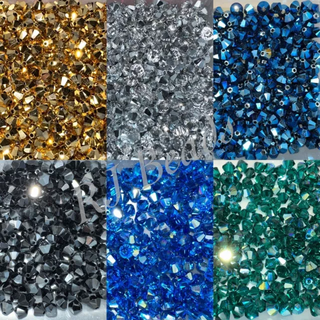 Genuine 4mm Swarovski Crystal Sparkling Jewelry Beads 5328 5301 Bicone AB 2X