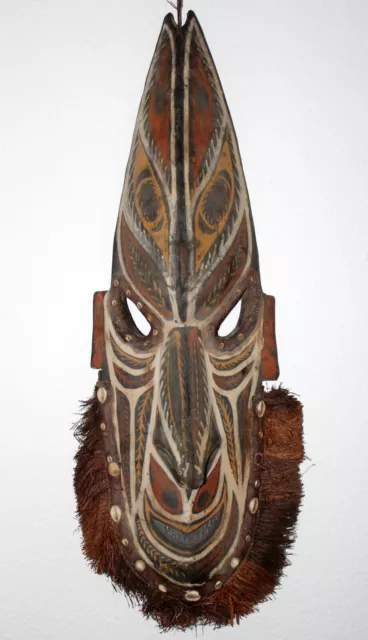 Antike Sepik Amulett Holzmaske (310) Papua-Neuguinea, mit Muschelornamentik