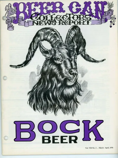1978 Billy Goat Ram Art Drawing Cover Beer Can Collectors News Report Magazine