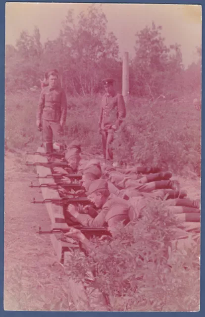 Military Guys shooting with Kalashnikov Soviet Vintage Photo USSR