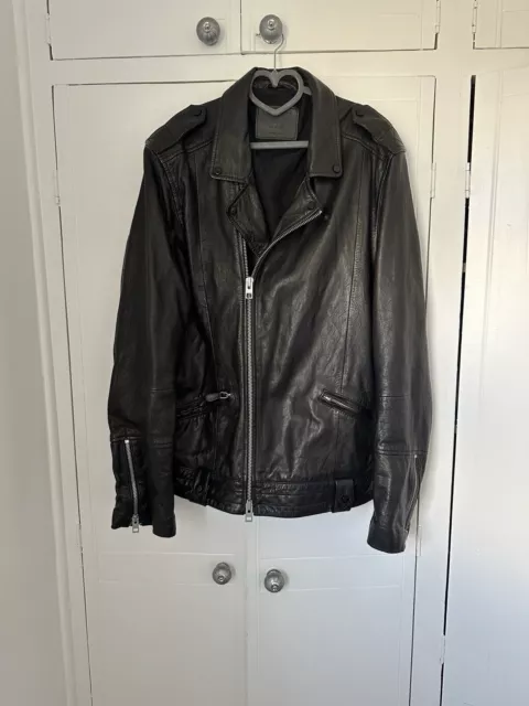 ALL SAINTS LAVERTON Leather Jacket Brown in Size XXL 150.00 PicClick UK