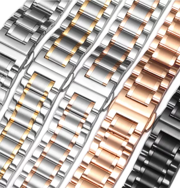 20/21/22mm Stainless Steel Metal Bracelet Watch Band Butterfly Buckle