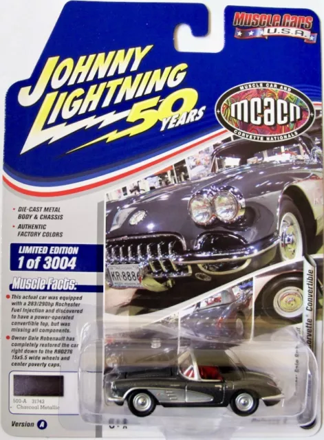 1958 Chevrolet Corvette Convertibile grigio metallizzato/Johnny Lightning 1:64