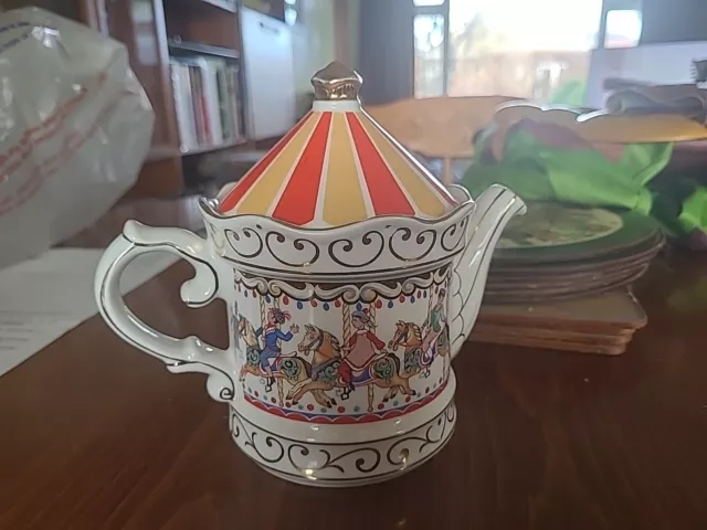 Vintage Sadler Edwardian Entertainments Carousel Teapot Staffordshire England