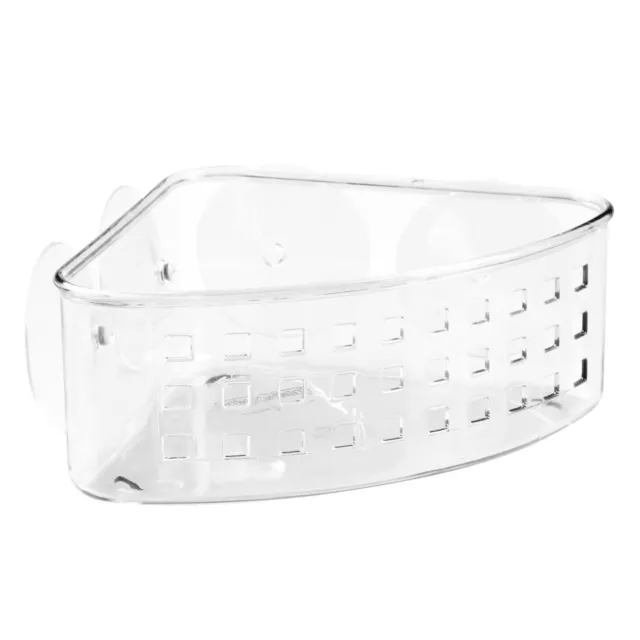 iDesign 23x16.5cm Shower Caddy Corner Suction Basket Shampoo/Soap Storage Clear