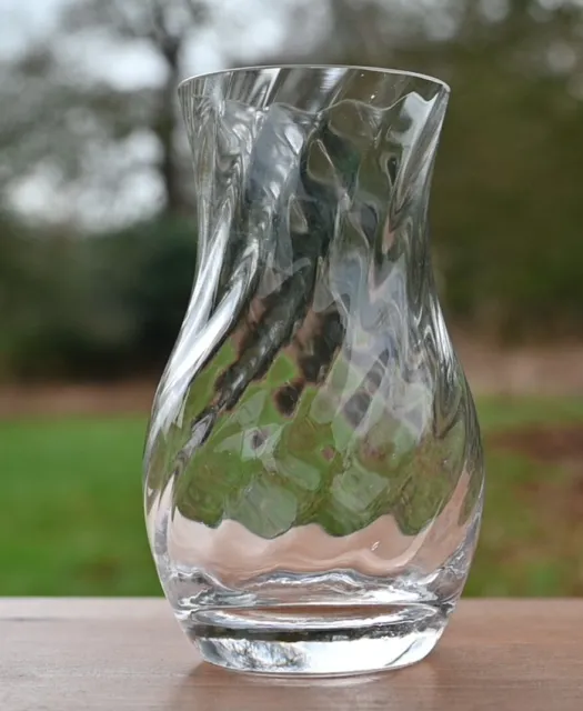Vintge Crystal Glass Small Vase Twist Pattern 5" Excellent Condition