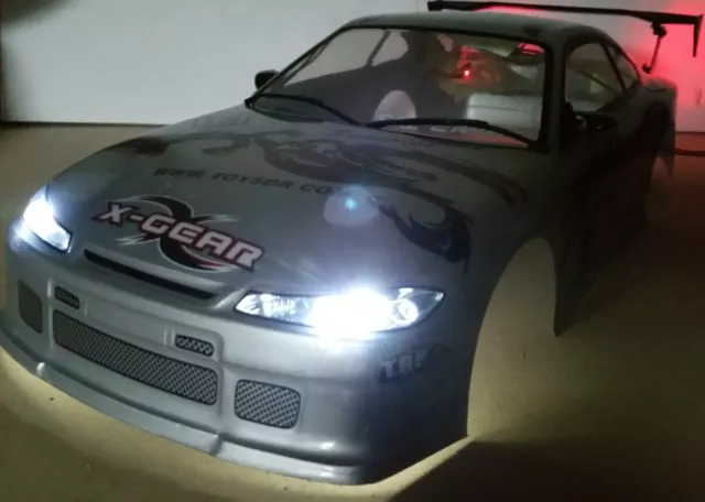 1/10 auto RC 190mm on road drift Nissan S15 "Dragon" Scocca c/w Luci LED