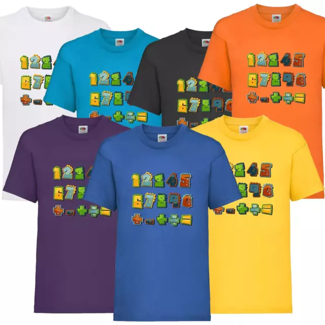 Kids Boys Girls Number Math Day  T-Shirt Dinosaur Maths Symbol School Fun Tee
