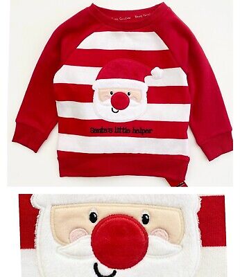 Kids Baby Christmas Jumper Sweatshirt Top Dunnes Festive Cute Santa Fleece Lined