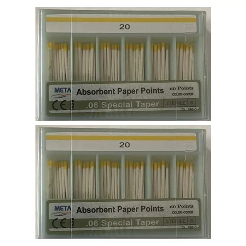 2 Packs Dental META Absorbent Paper Points Endo Taper .06 #20 Endo 60/Pack