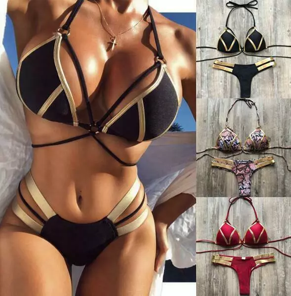 Womens Bandage Bra Bikini Set Push-up Padded Swimsuit Bathing Swimwear Beachwear