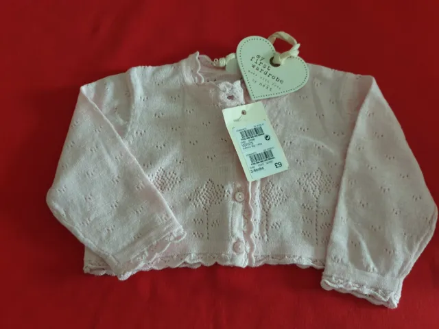 Next girls Pink Knitted Cardigan 3-6 Months Bnwt