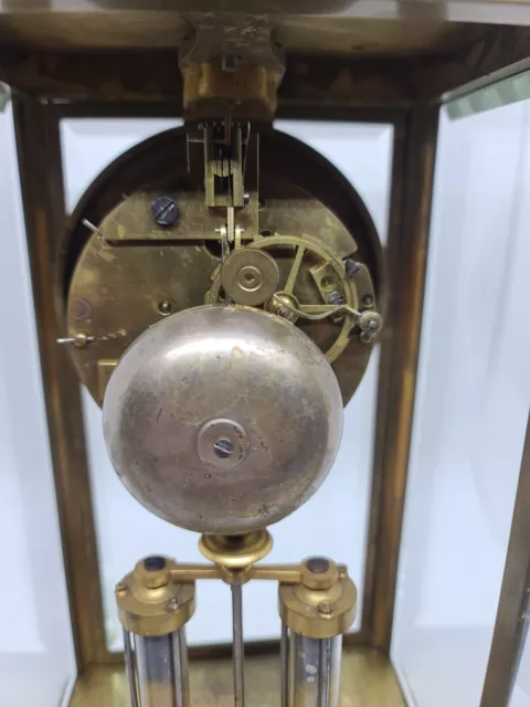 Antique 1800's S. MARTI French Victorian Brass & Glass Crystal Regulator Clock 3