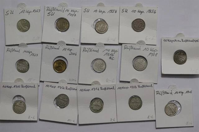 🧭 🇷🇺 Russia 10 Kopeks Massive Lot Mostly Silver B56 #135