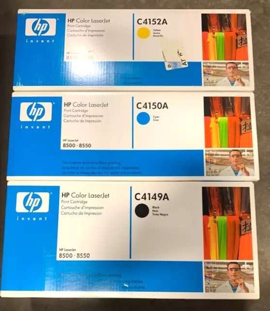 Lot of 3 - HP C4149A/C4150A/C4152A Print Toner for Color LaserJet 8500 & 8550