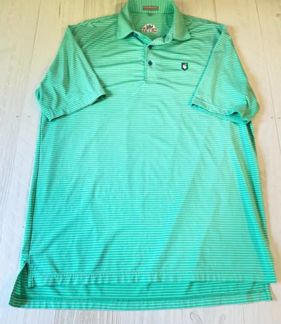 PETER MILLAR SUMMER Comfort Polo Shirt Men Large Green White Stripe ...