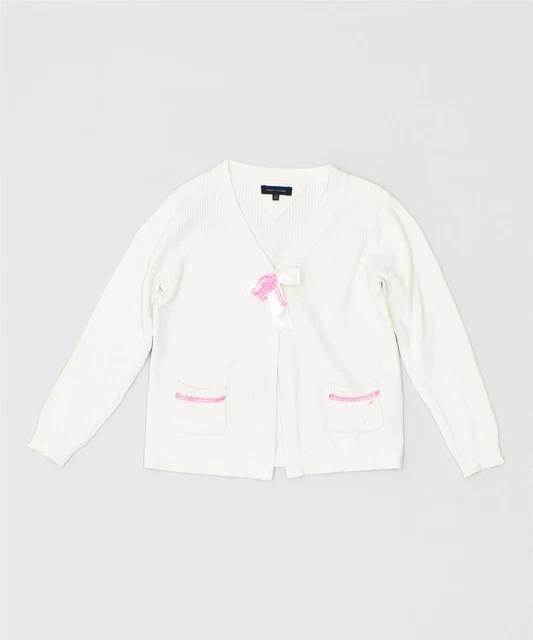 TOMMY HILFIGER Maglione Cardigan Ragazza 2-3 Anni Cotone Bianco OG13