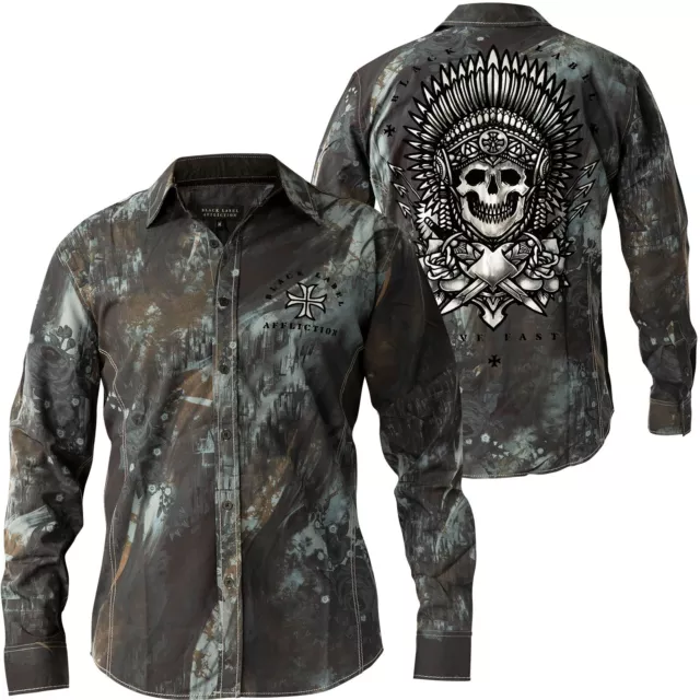 Affliction Men's Black Label DEFIANCE Woven Shirt NWT MEDIUM --20% Off Retail