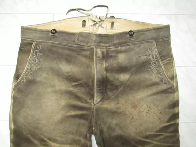 Uralte Kniebund Jäger Hirschlederhose Größe 28 29 super weiches Leder Top Patina