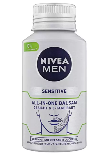 NIVEA MEN SENSITIVE Balm, Skin & 3-Day Beard, 125 ml / 4.2 fl oz