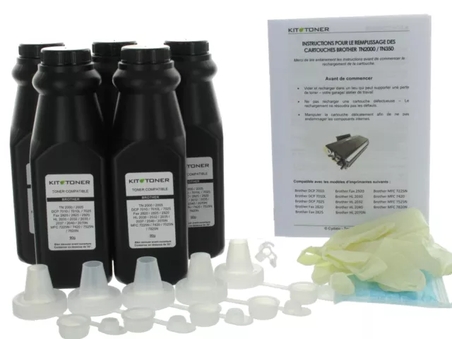 BROTHER HL 2030 - 5 x Kits de recharge toner compatibles Noir x 5