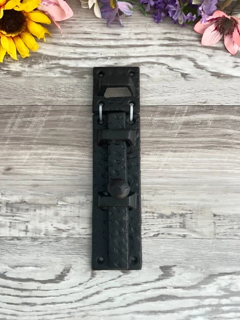 Large Heavy Duty Cast Iron Sliding Door Latch Safety Gate Bolt Lock Shed Barn.