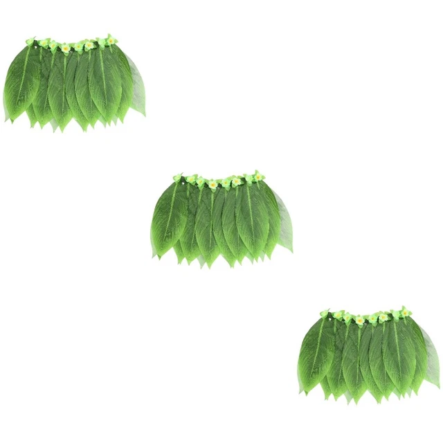 3 Pack Luau Party Supplies Leaf Skirt Hawaiian Decor Green Leaves Decor Aldult 2