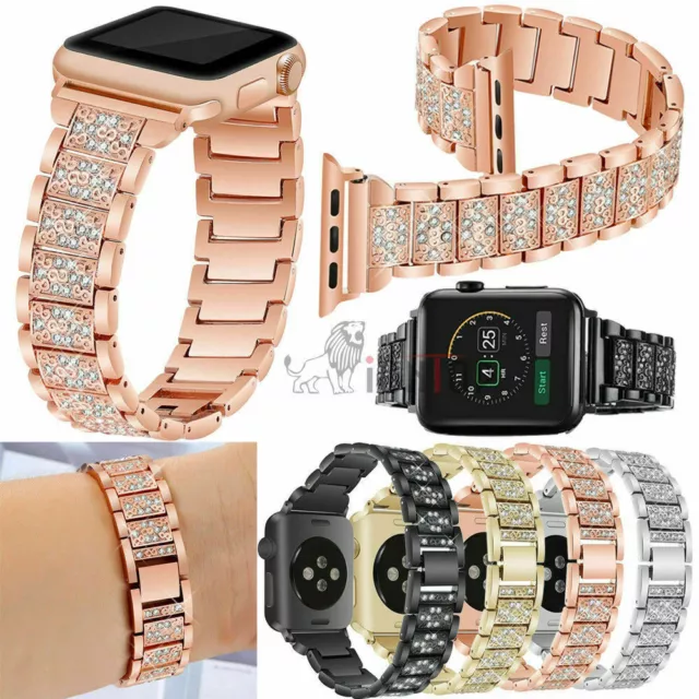 For Fitbit Versa 1 2 3 Gen & Sense Metal Rhinestone Bling band Wrist Watch Strap